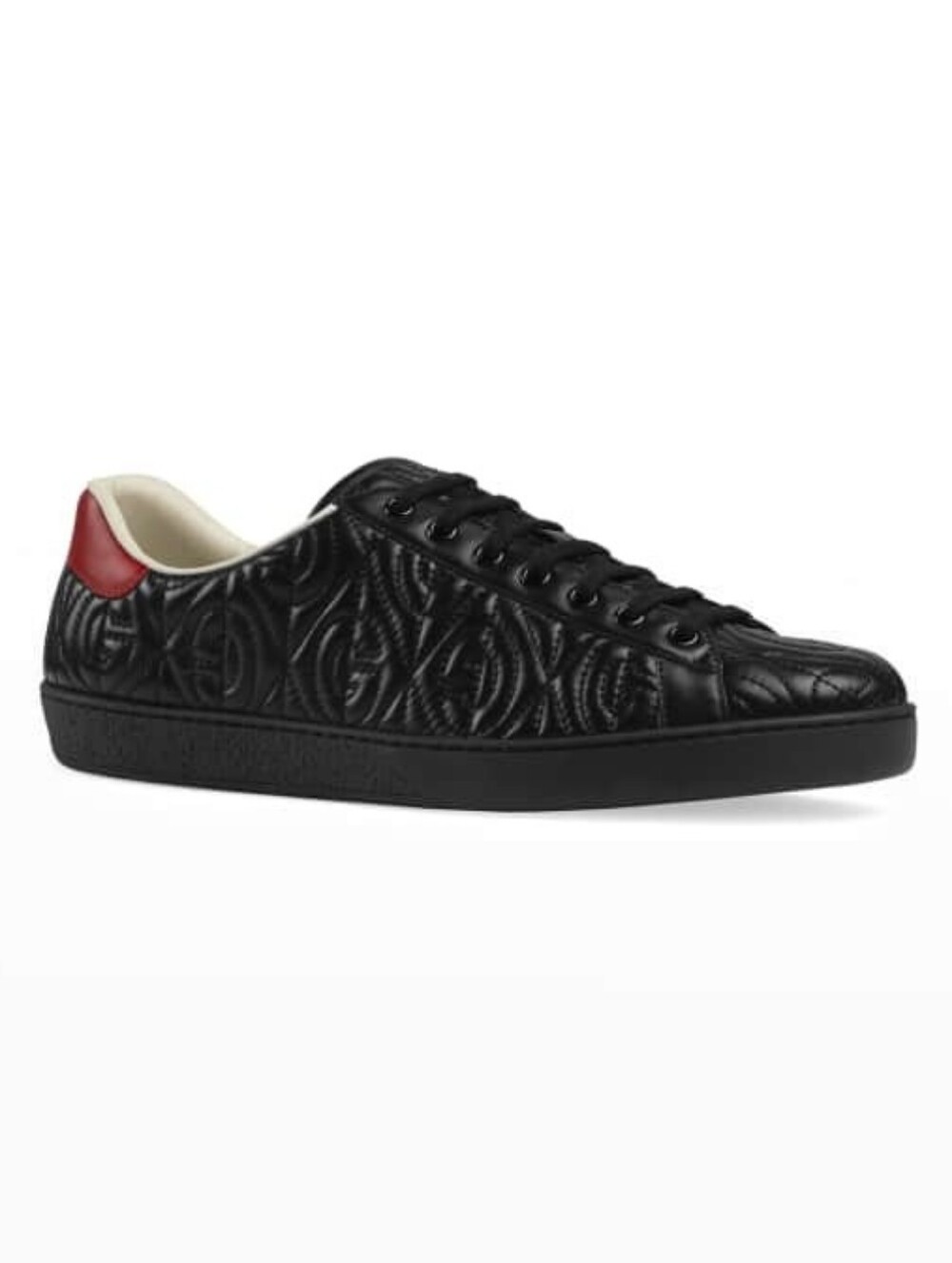Gucci Men's Ace Rhombus Stitched GG Leather Sneakers